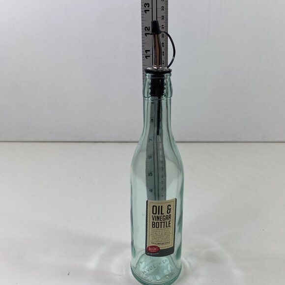 TableCraft 17 Oz Glass Oil Vinegar Bottle Pour Spout Dishwasher Safe 12" High - Picture 6 of 7